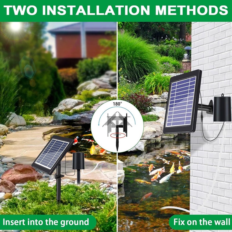 Srygery Solar Pond Aerator with Air Pump, 3 Modes(18H/36H/72H) Solar Aerator for Ponds Outdoor, 4W & 2200 mAh Solar Powered Air Pump with Bubble Regulator for Small Fish Pond, Stock Tank, Aquarium Hydroponics - Image 5